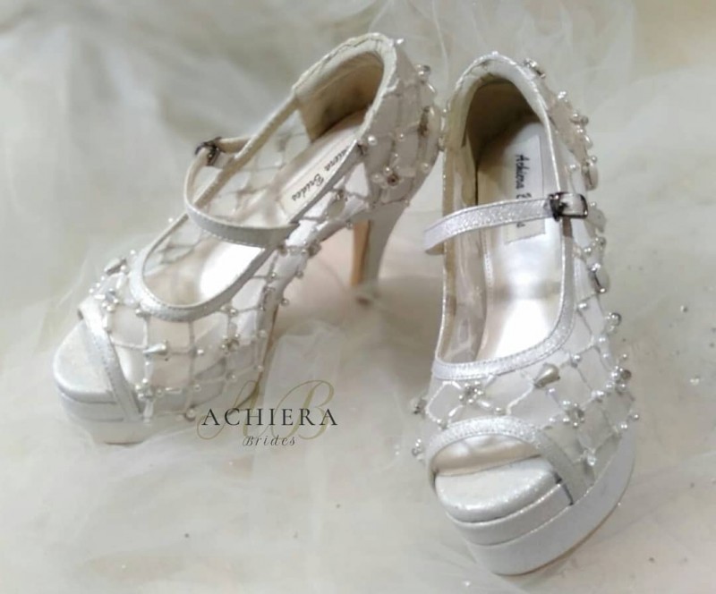 Beaded White Lace Wedding Shoes More Info 