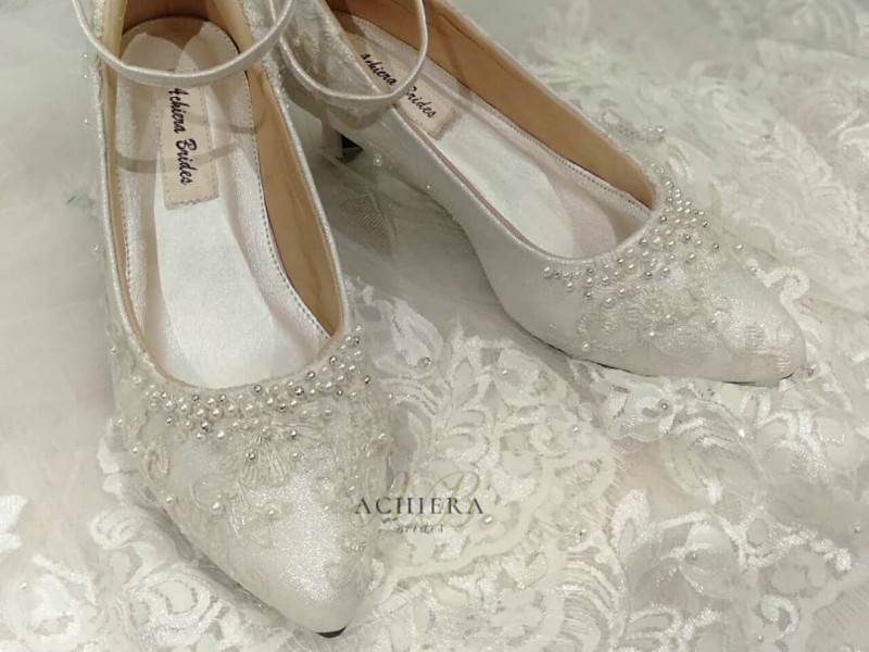 Pearls White Lace Wedding Shoes More Info 